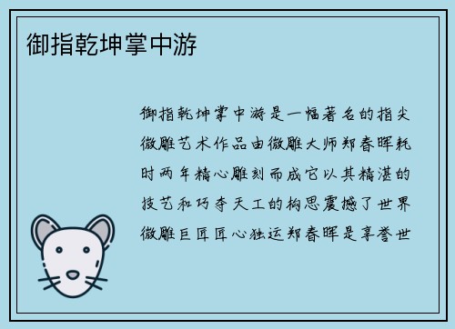 御指乾坤掌中游